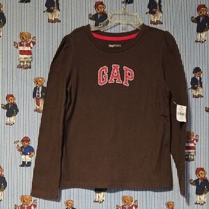GAP Kids Girls Pink Brown Dot Long Sleeve Shirt Small 6/7 New
